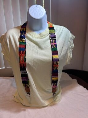 VINTAGE handwoven imported Colorful Adjustable Suspenders